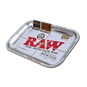 RAW SILVER METAL ROLLING TRAY - SMALL